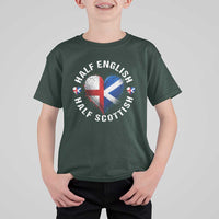 Half English Half Scottish Heritage T Shirt For Kid Heart St Georges Cross and Saltire Pride