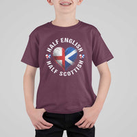 Half English Half Scottish Heritage T Shirt For Kid Heart St Georges Cross and Saltire Pride