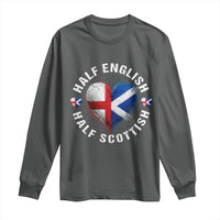 Half English Half Scottish Heritage Long Sleeve Shirt Heart St Georges Cross and Saltire Pride