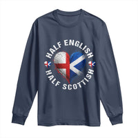 Half English Half Scottish Heritage Long Sleeve Shirt Heart St Georges Cross and Saltire Pride