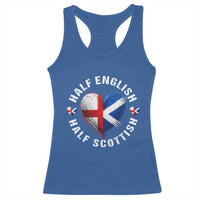 Half English Half Scottish Heritage Racerback Tank Top Heart St Georges Cross and Saltire Pride