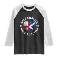 Half English Half Scottish Heritage Raglan Shirt Heart St Georges Cross and Saltire Pride