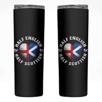 Half English Half Scottish Heritage Skinny Tumbler Heart St Georges Cross and Saltire Pride