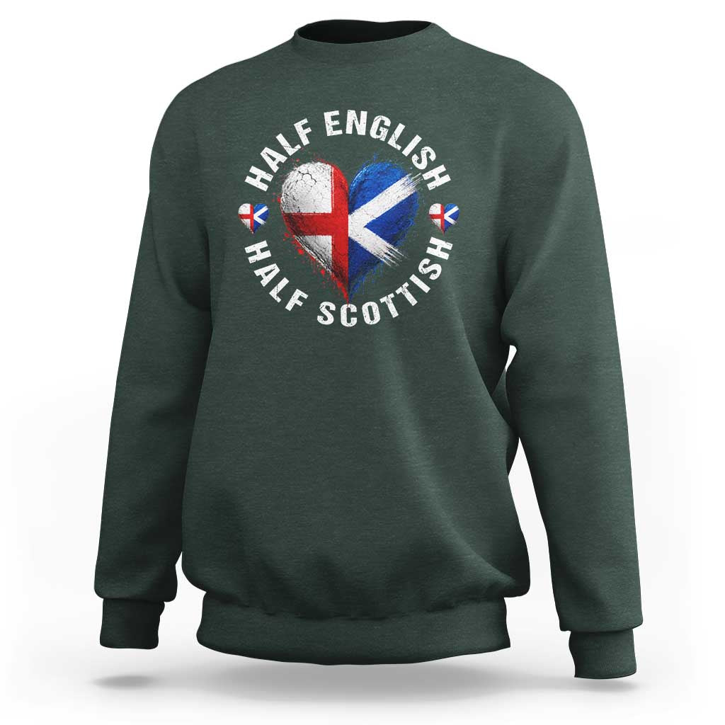 Half English Half Scottish Heritage Sweatshirt Heart St Georges Cross and Saltire Pride