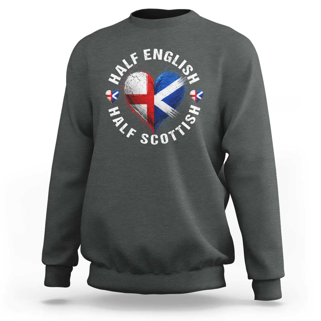 Half English Half Scottish Heritage Sweatshirt Heart St Georges Cross and Saltire Pride