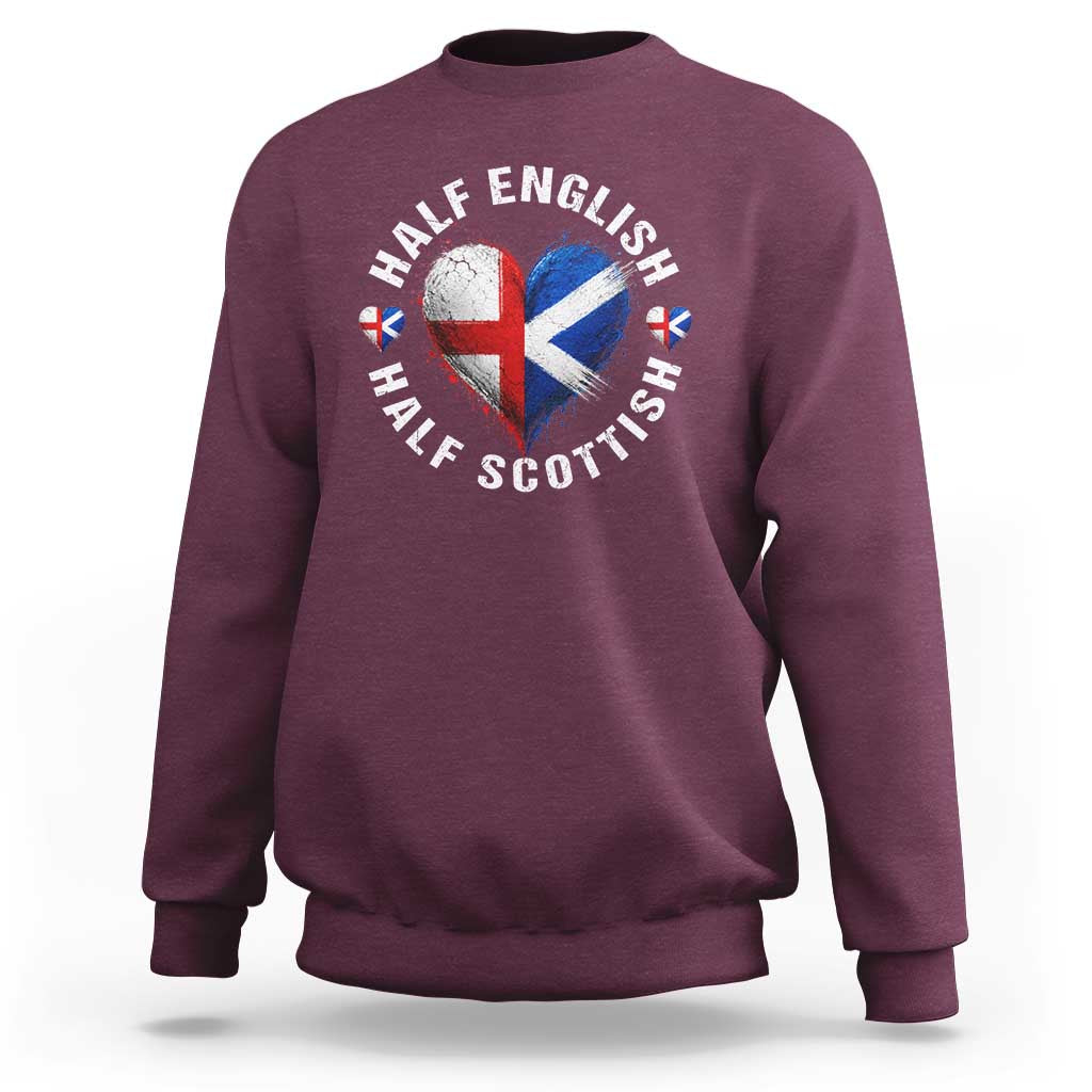 Half English Half Scottish Heritage Sweatshirt Heart St Georges Cross and Saltire Pride