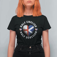 Half English Half Scottish Heritage T Shirt For Women Heart St Georges Cross and Saltire Pride