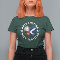Half English Half Scottish Heritage T Shirt For Women Heart St Georges Cross and Saltire Pride