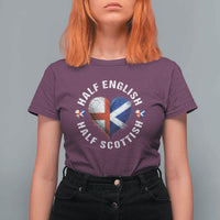 Half English Half Scottish Heritage T Shirt For Women Heart St Georges Cross and Saltire Pride