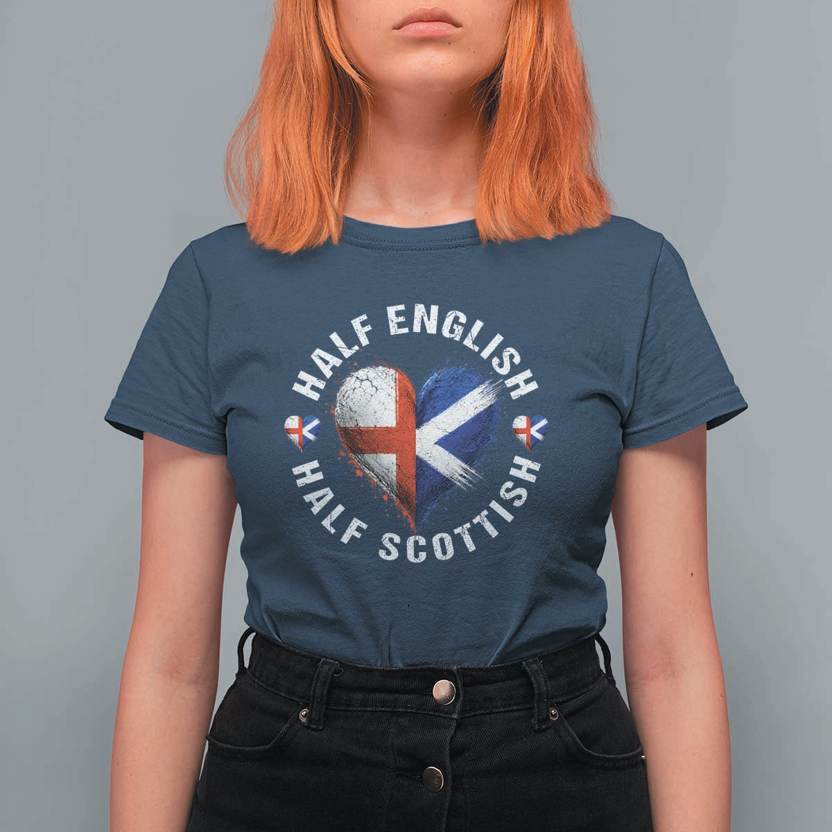 Half English Half Scottish Heritage T Shirt For Women Heart St Georges Cross and Saltire Pride