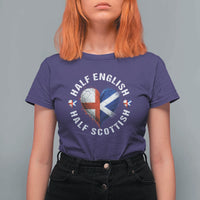 Half English Half Scottish Heritage T Shirt For Women Heart St Georges Cross and Saltire Pride