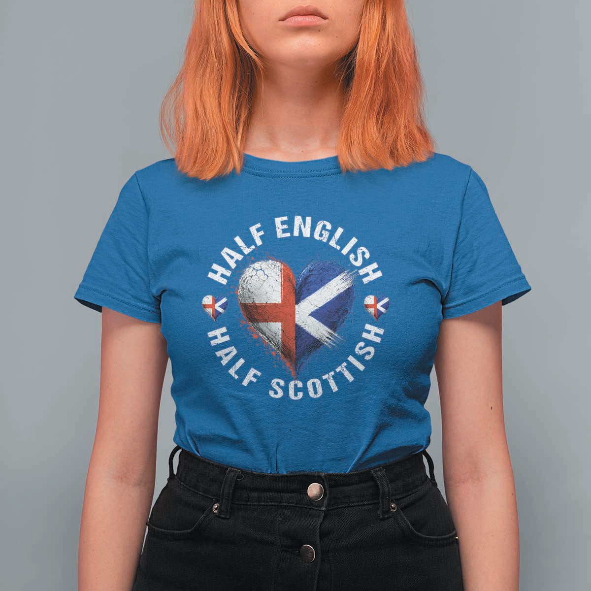 Half English Half Scottish Heritage T Shirt For Women Heart St Georges Cross and Saltire Pride
