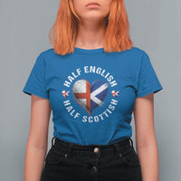 Half English Half Scottish Heritage T Shirt For Women Heart St Georges Cross and Saltire Pride