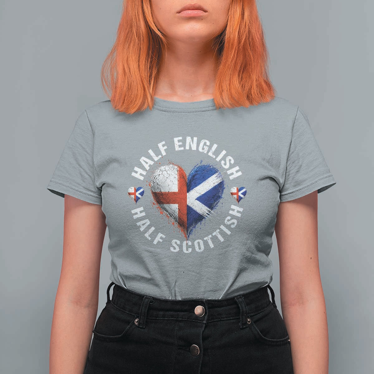 Half English Half Scottish Heritage T Shirt For Women Heart St Georges Cross and Saltire Pride