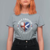 Half English Half Scottish Heritage T Shirt For Women Heart St Georges Cross and Saltire Pride