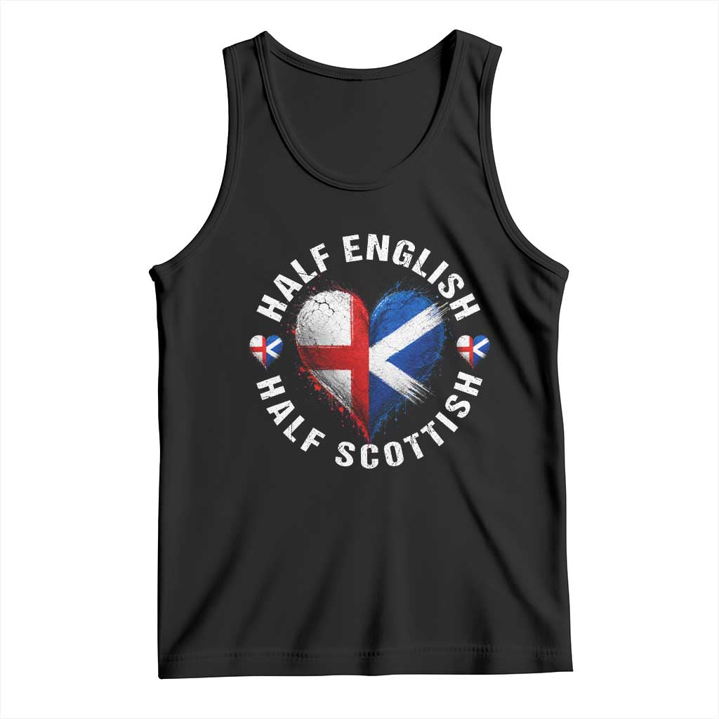 Half English Half Scottish Heritage Tank Top Heart St Georges Cross and Saltire Pride