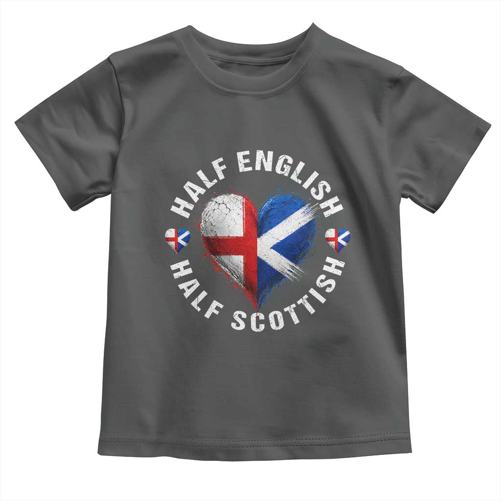 Half English Half Scottish Heritage Toddler T Shirt Heart St Georges Cross and Saltire Pride
