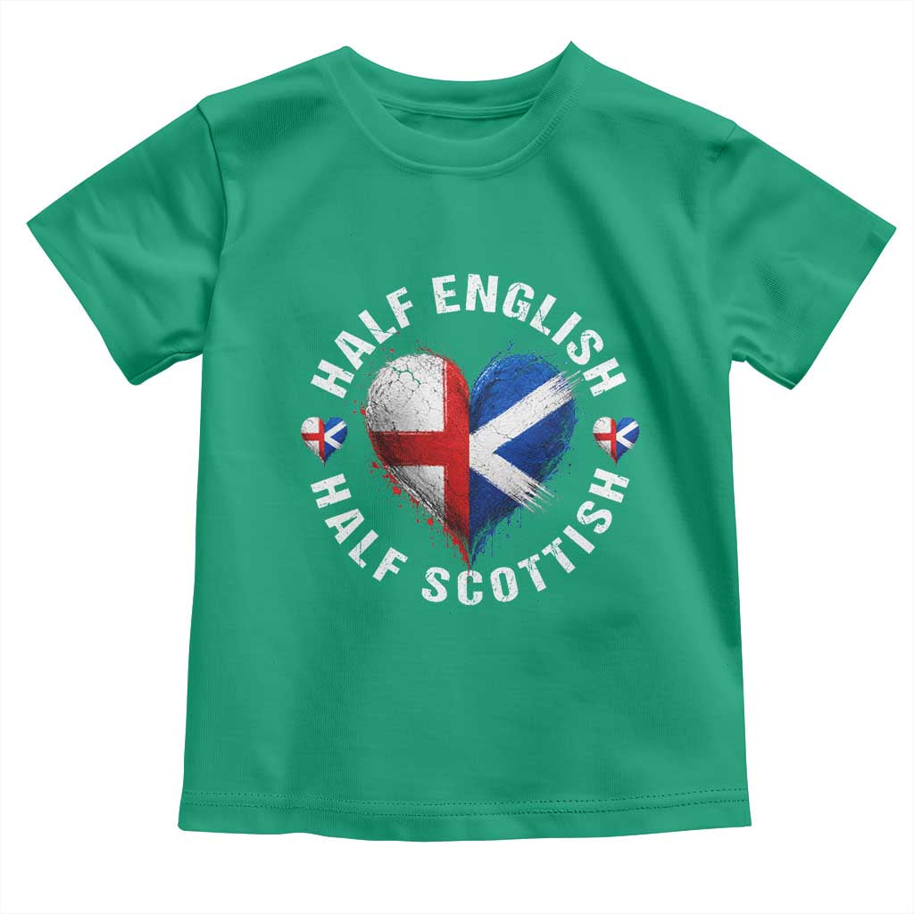 Half English Half Scottish Heritage Toddler T Shirt Heart St Georges Cross and Saltire Pride