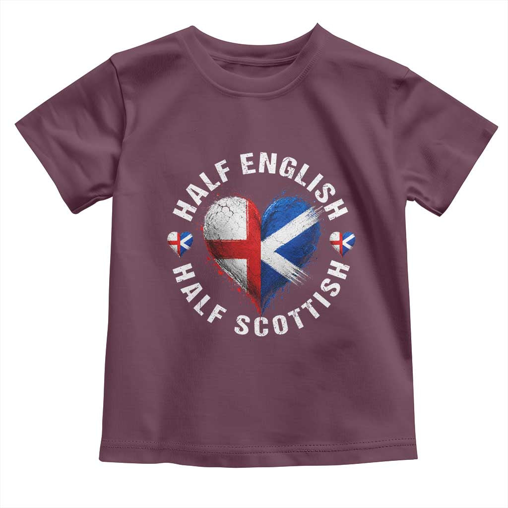 Half English Half Scottish Heritage Toddler T Shirt Heart St Georges Cross and Saltire Pride