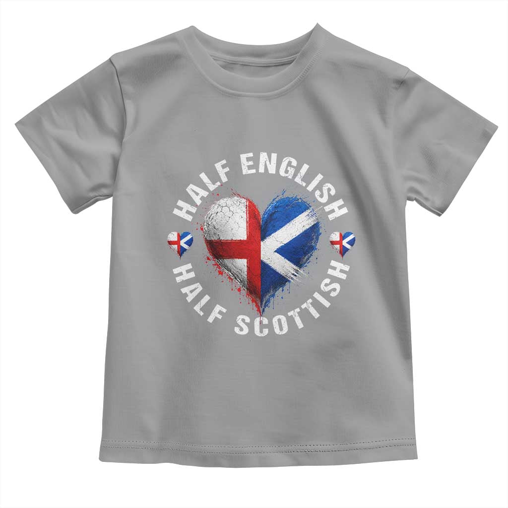 Half English Half Scottish Heritage Toddler T Shirt Heart St Georges Cross and Saltire Pride