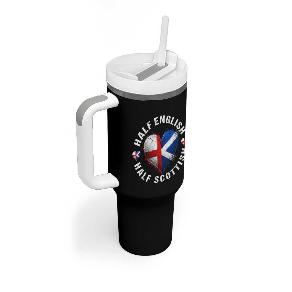 Half English Half Scottish Heritage Tumbler With Handle Heart St Georges Cross and Saltire Pride