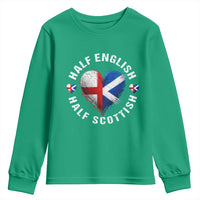 Half English Half Scottish Heritage Youth Sweatshirt Heart St Georges Cross and Saltire Pride