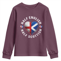 Half English Half Scottish Heritage Youth Sweatshirt Heart St Georges Cross and Saltire Pride