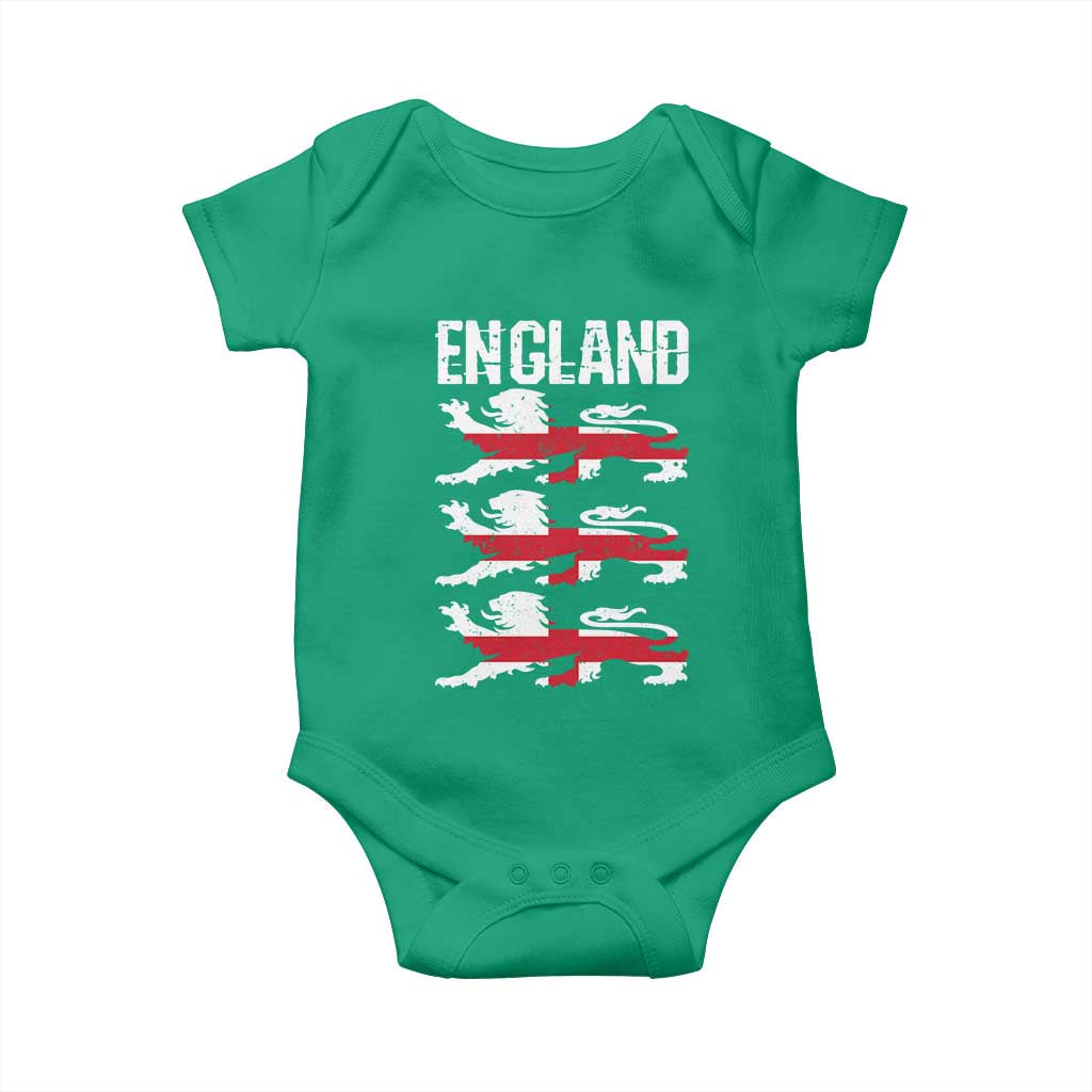 Vintage Three Lions England Pride Baby Onesie Patriotic Soccer British Football Fans