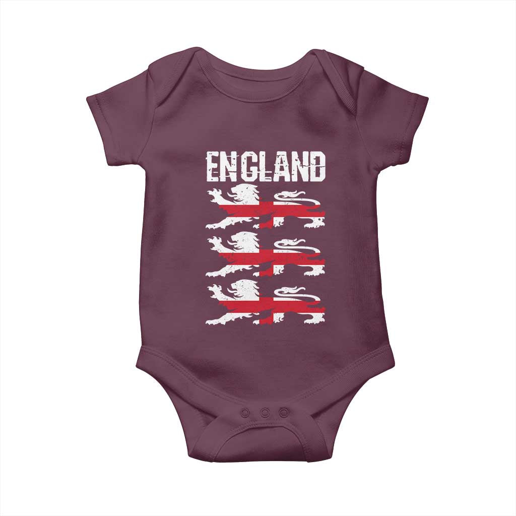 Vintage Three Lions England Pride Baby Onesie Patriotic Soccer British Football Fans