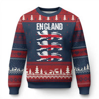 Vintage Three Lions England Pride Ugly Christmas Sweater Patriotic Soccer British Football Fans