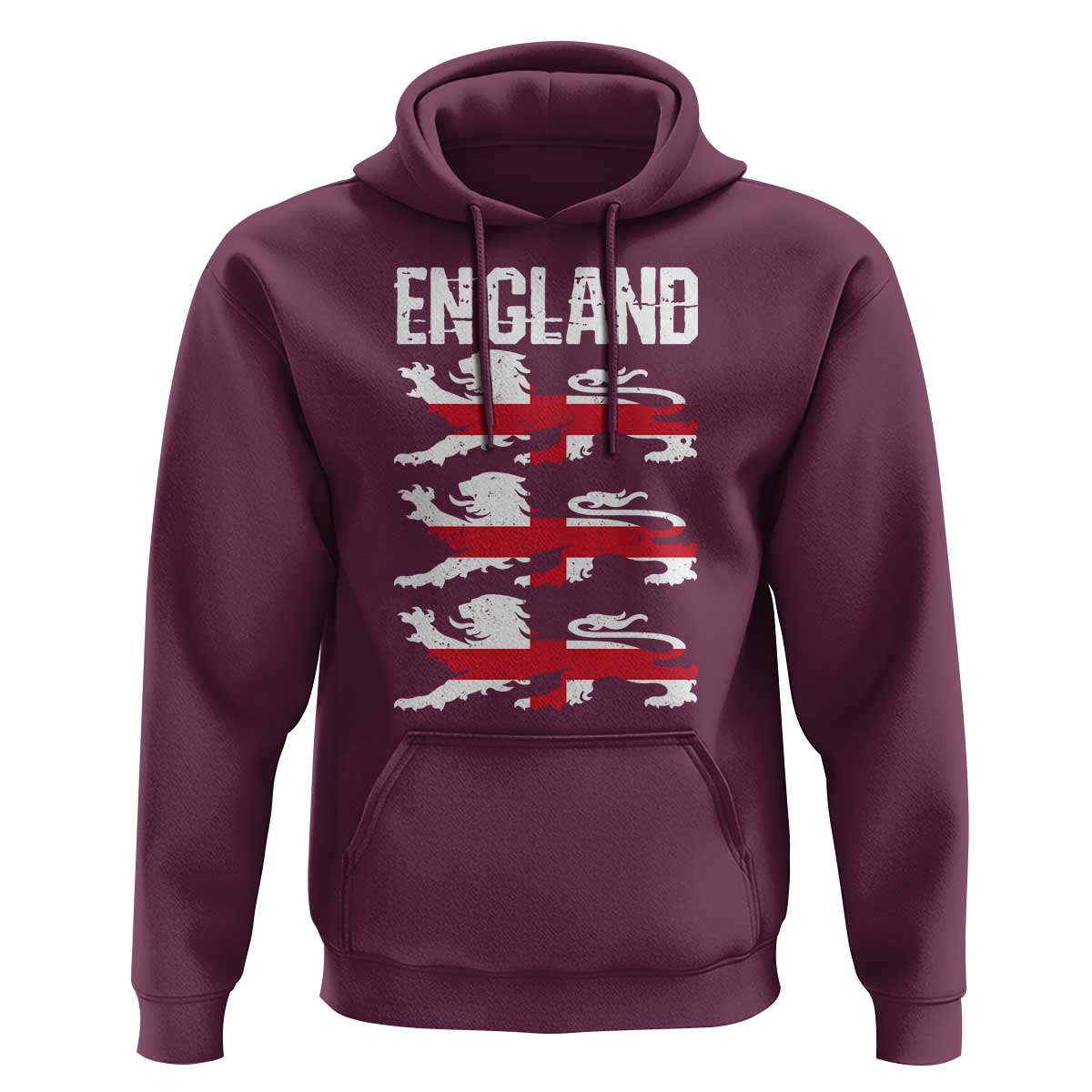 Vintage Three Lions England Pride Hoodie Patriotic Soccer British Football Fans