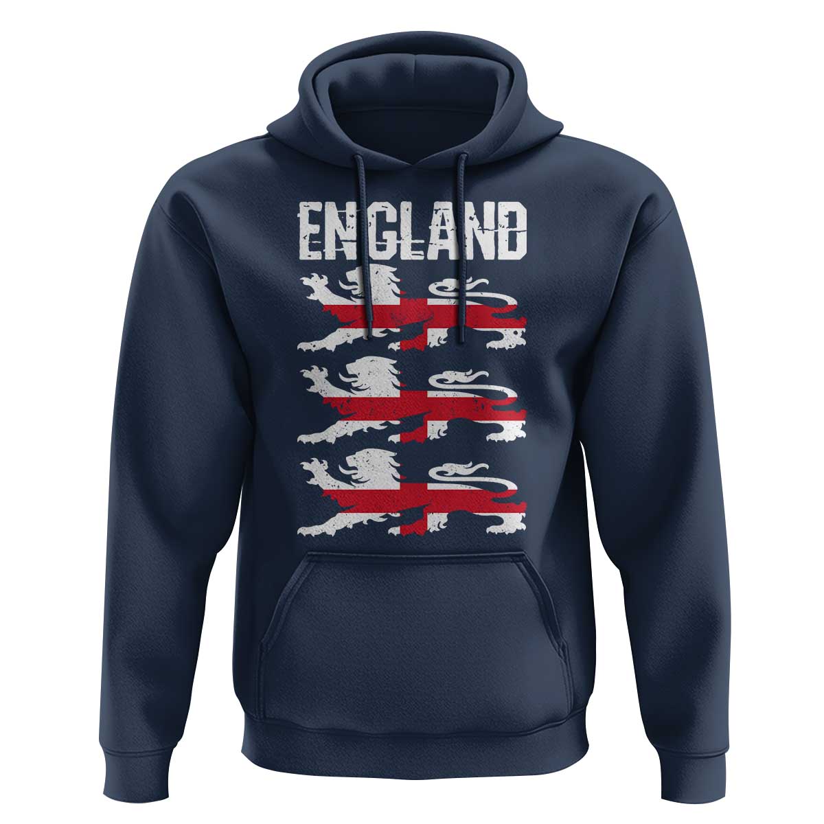 Vintage Three Lions England Pride Hoodie Patriotic Soccer British Football Fans