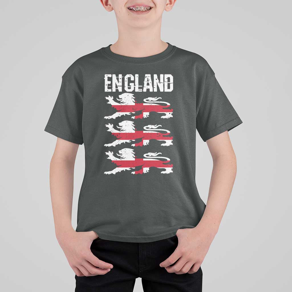 Vintage Three Lions England Pride T Shirt For Kid Patriotic Soccer British Football Fans