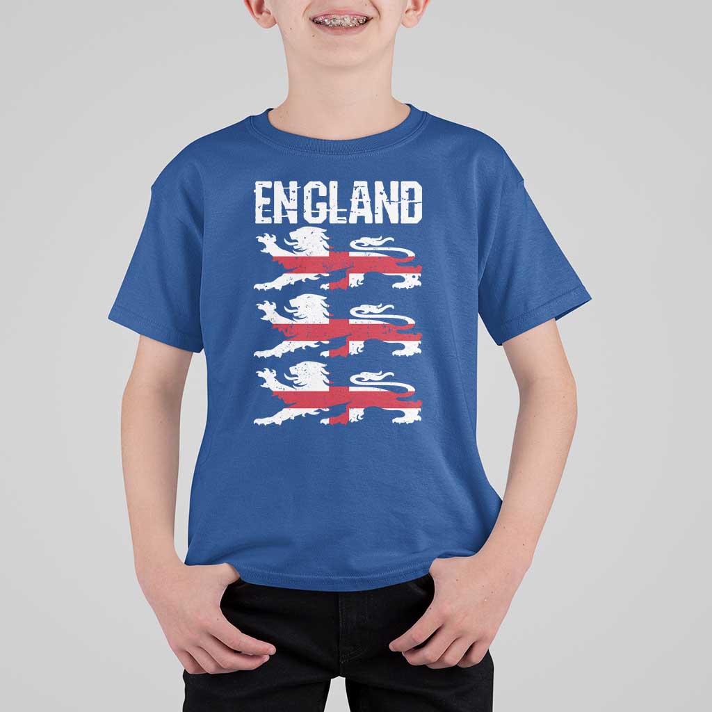 Vintage Three Lions England Pride T Shirt For Kid Patriotic Soccer British Football Fans