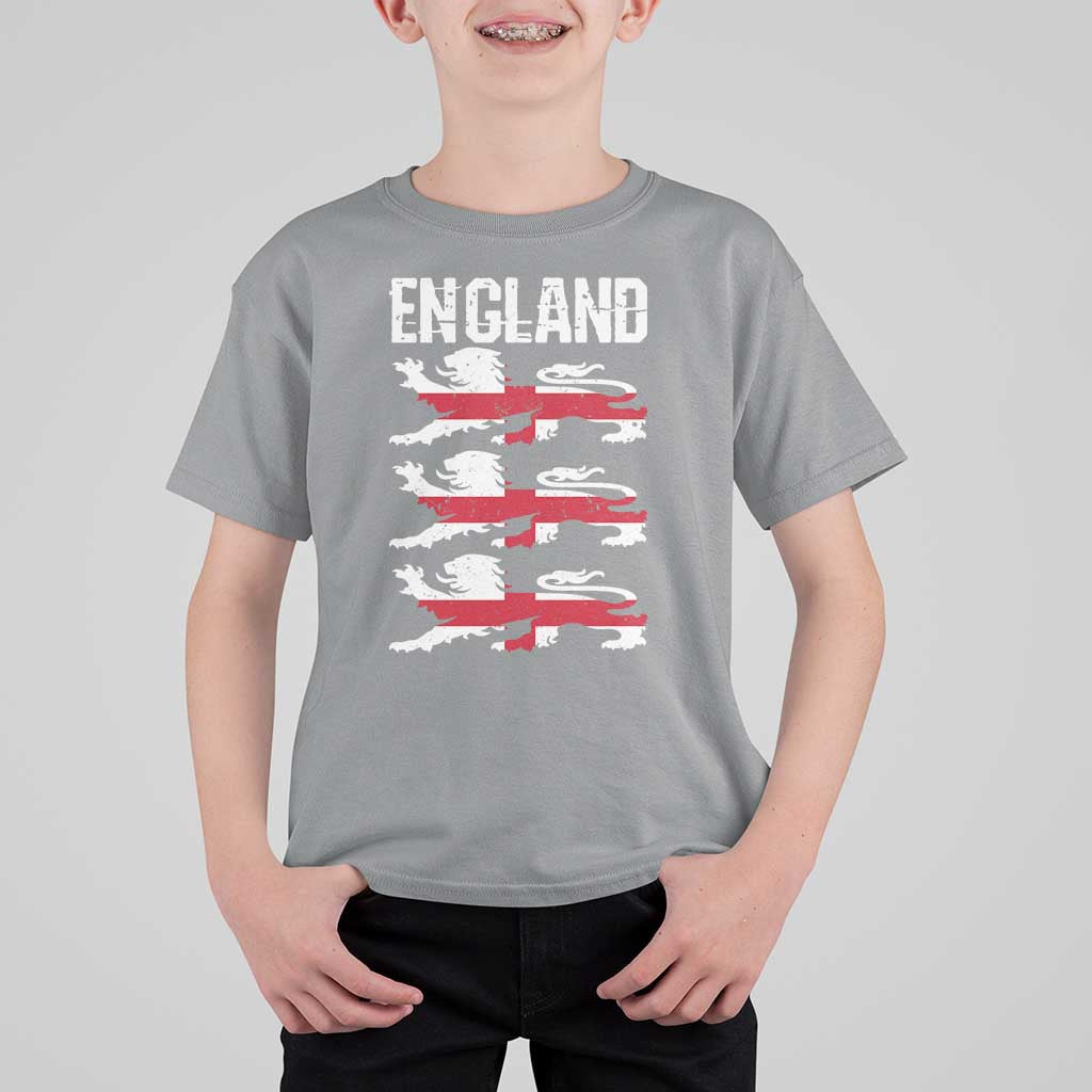 Vintage Three Lions England Pride T Shirt For Kid Patriotic Soccer British Football Fans