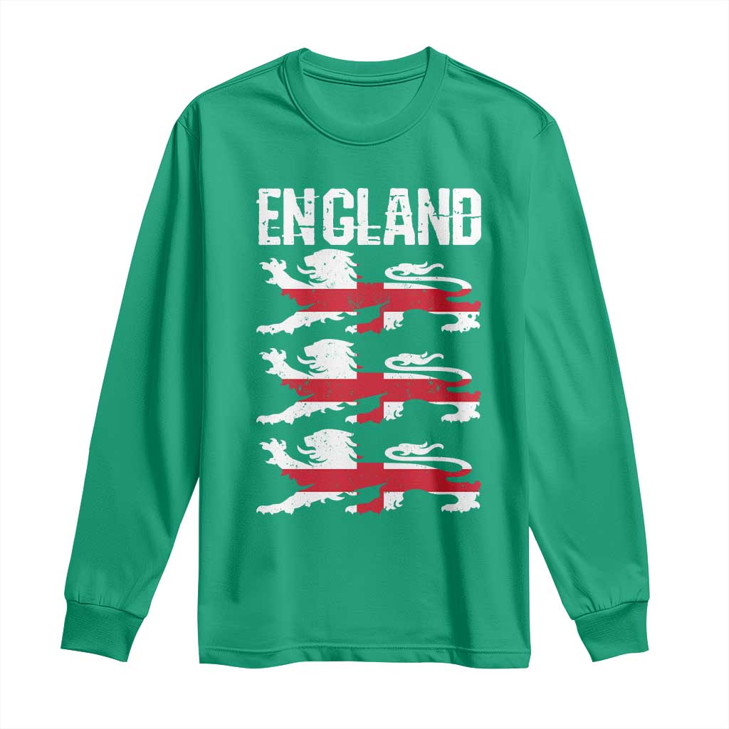 Vintage Three Lions England Pride Long Sleeve Shirt Patriotic Soccer British Football Fans