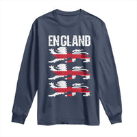 Vintage Three Lions England Pride Long Sleeve Shirt Patriotic Soccer British Football Fans