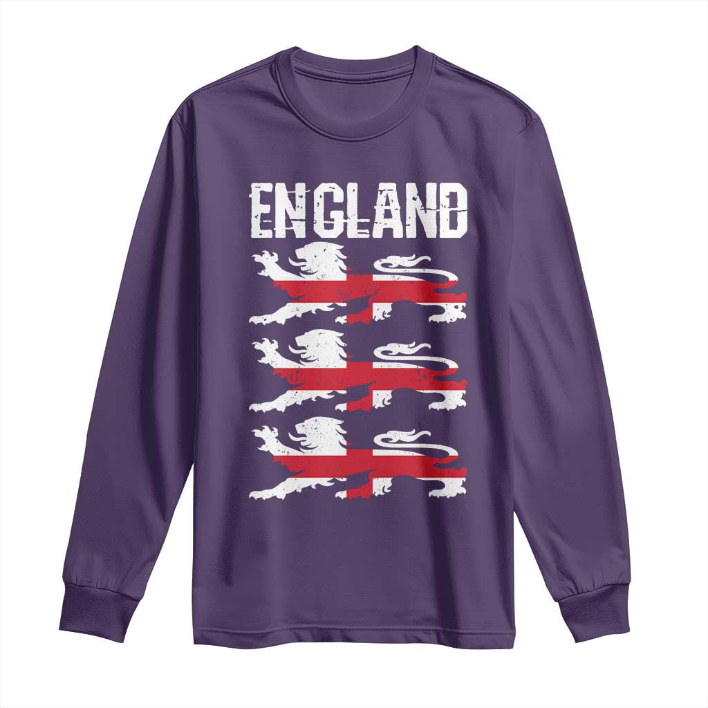 Vintage Three Lions England Pride Long Sleeve Shirt Patriotic Soccer British Football Fans