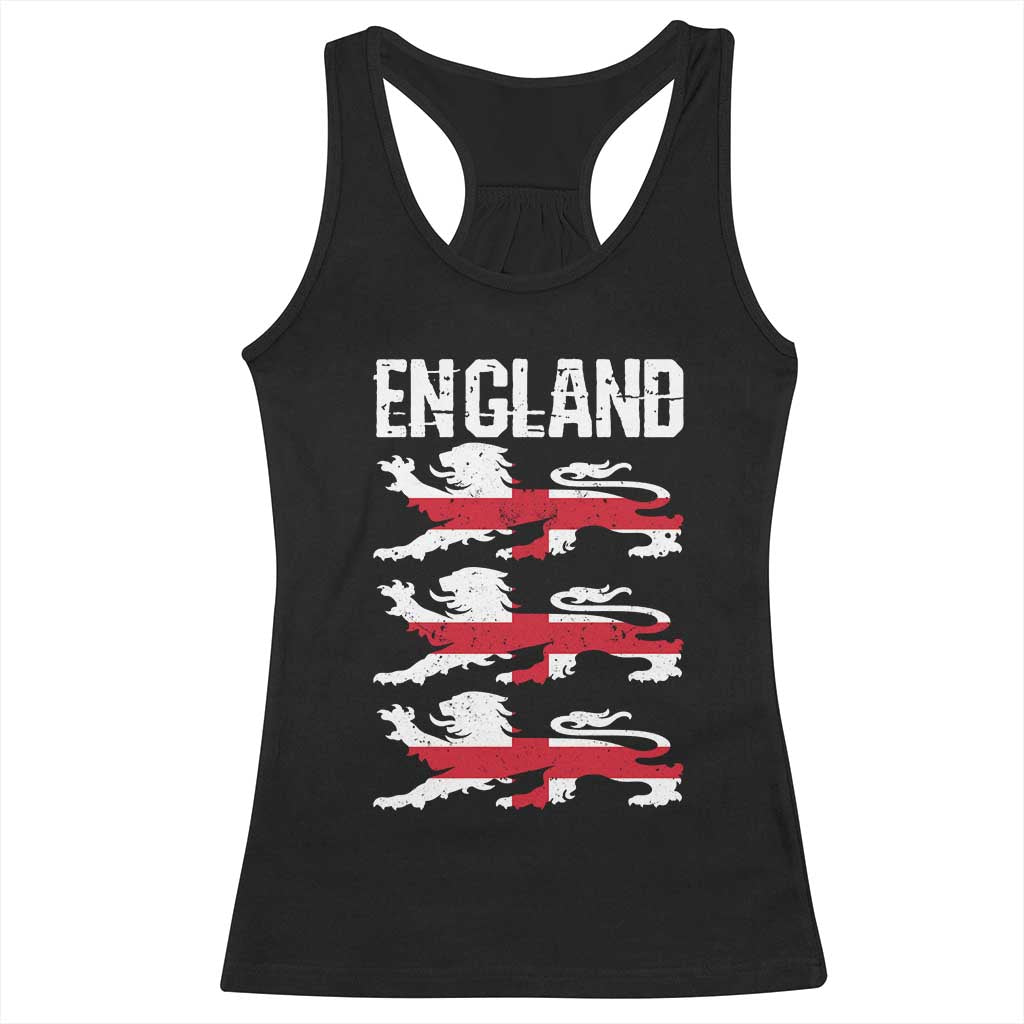 Vintage Three Lions England Pride Racerback Tank Top Patriotic Soccer British Football Fans
