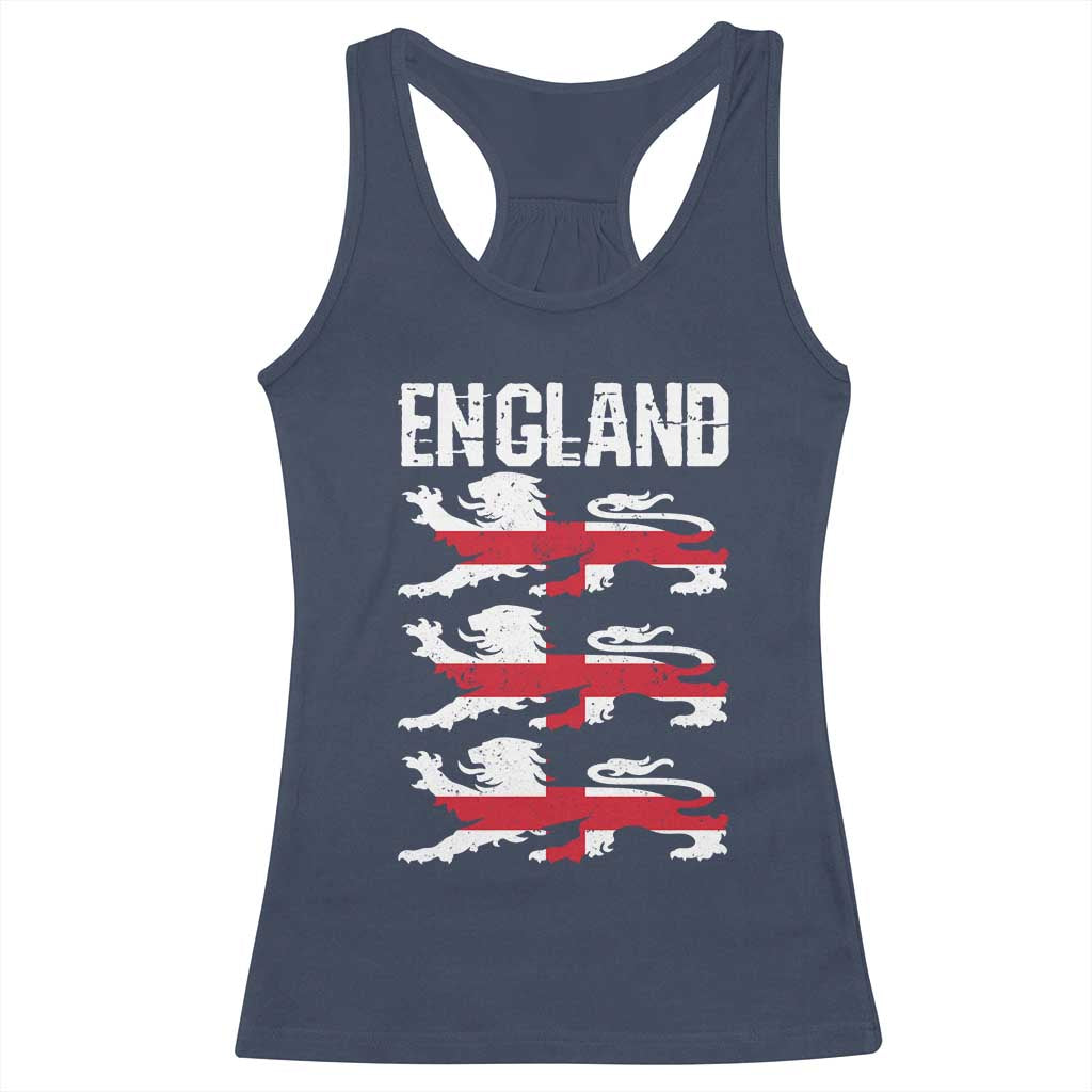 Vintage Three Lions England Pride Racerback Tank Top Patriotic Soccer British Football Fans