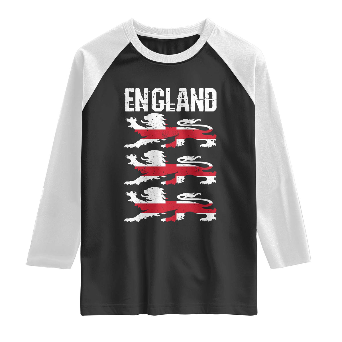 Vintage Three Lions England Pride Raglan Shirt Patriotic Soccer British Football Fans