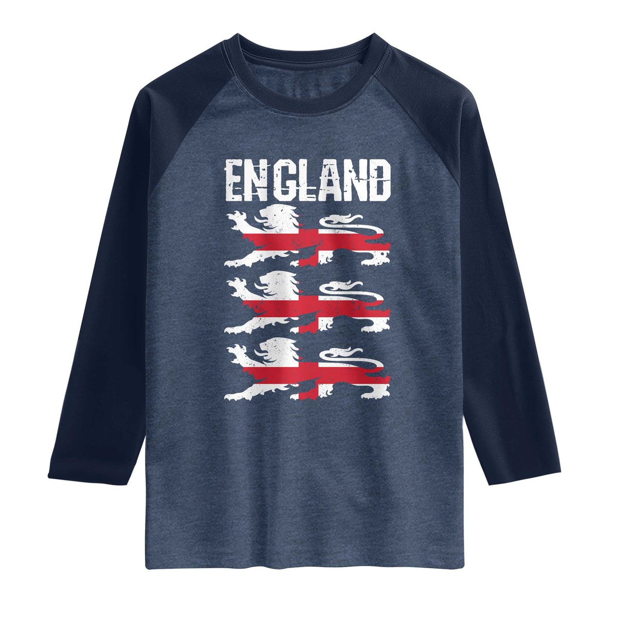 Vintage Three Lions England Pride Raglan Shirt Patriotic Soccer British Football Fans