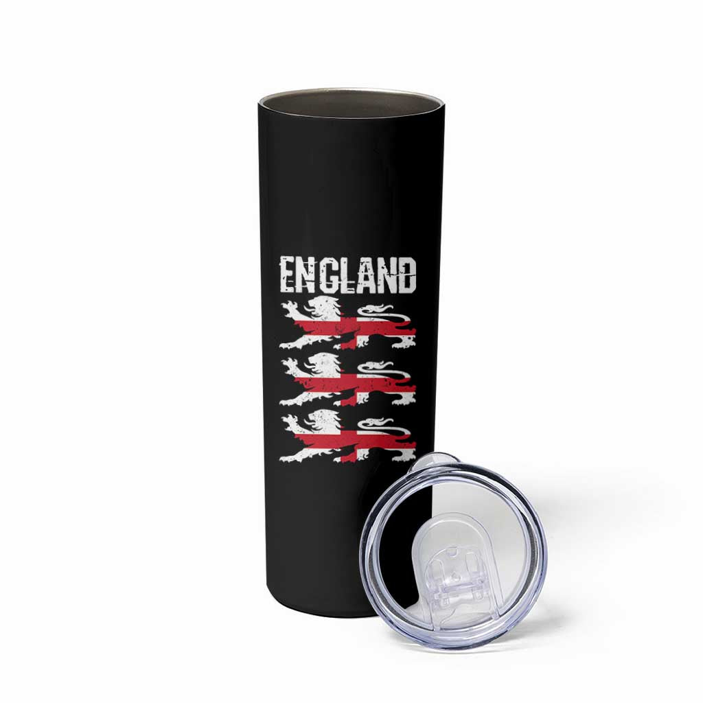 Vintage Three Lions England Pride Skinny Tumbler Patriotic Soccer British Football Fans