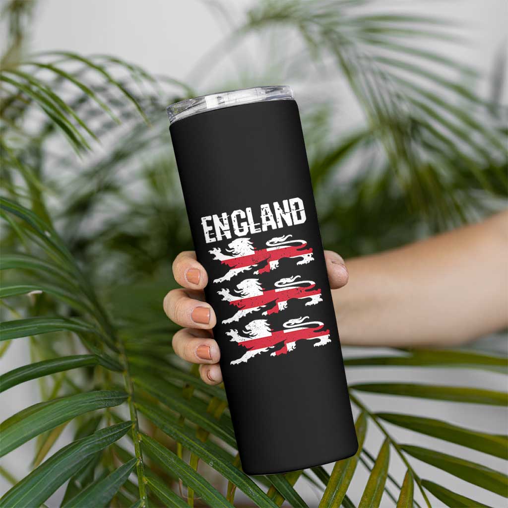 Vintage Three Lions England Pride Skinny Tumbler Patriotic Soccer British Football Fans