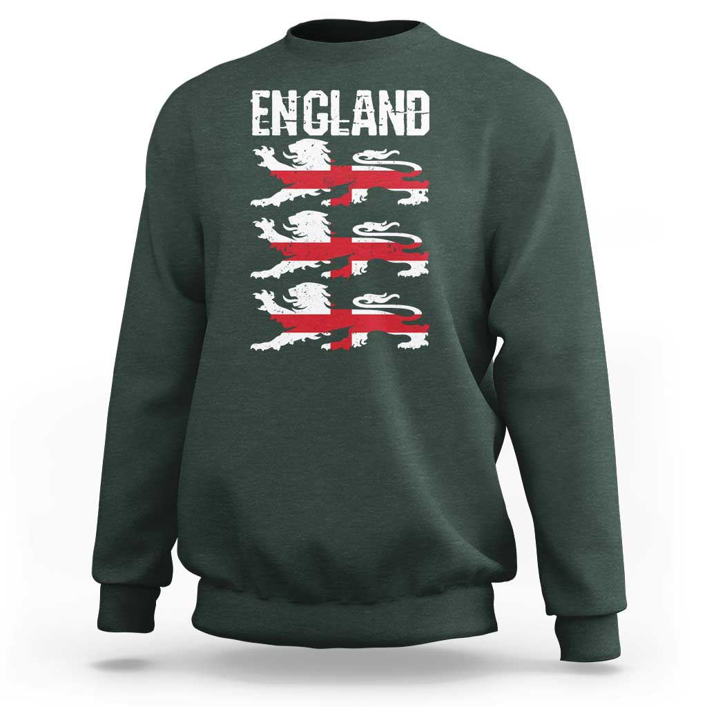 Vintage Three Lions England Pride Sweatshirt Patriotic Soccer British Football Fans