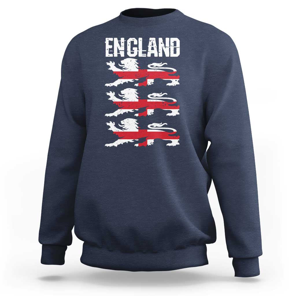 Vintage Three Lions England Pride Sweatshirt Patriotic Soccer British Football Fans