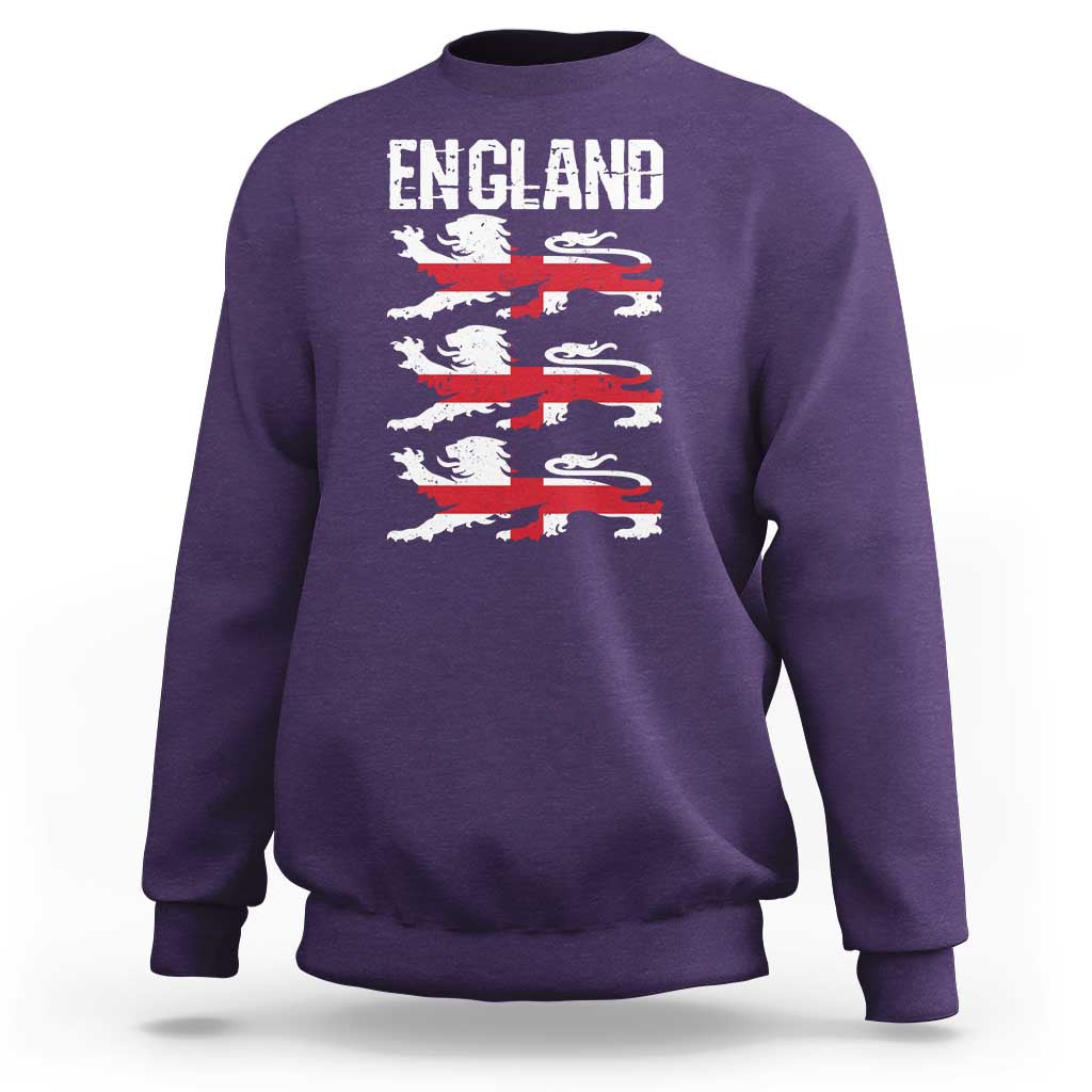 Vintage Three Lions England Pride Sweatshirt Patriotic Soccer British Football Fans