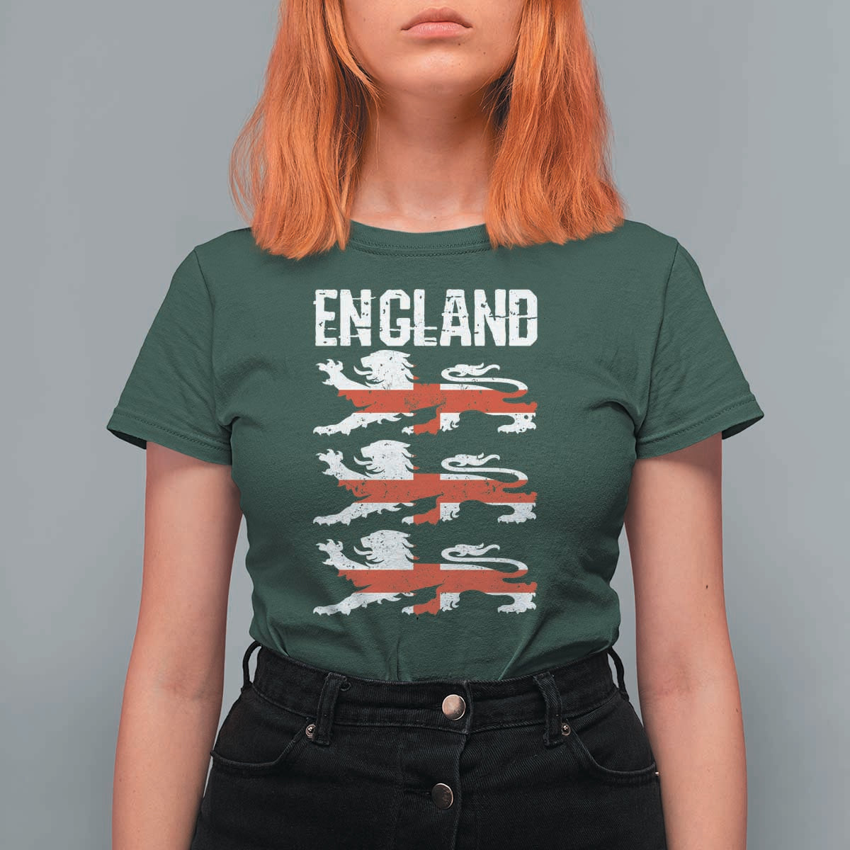 Vintage Three Lions England Pride T Shirt For Women Patriotic Soccer British Football Fans