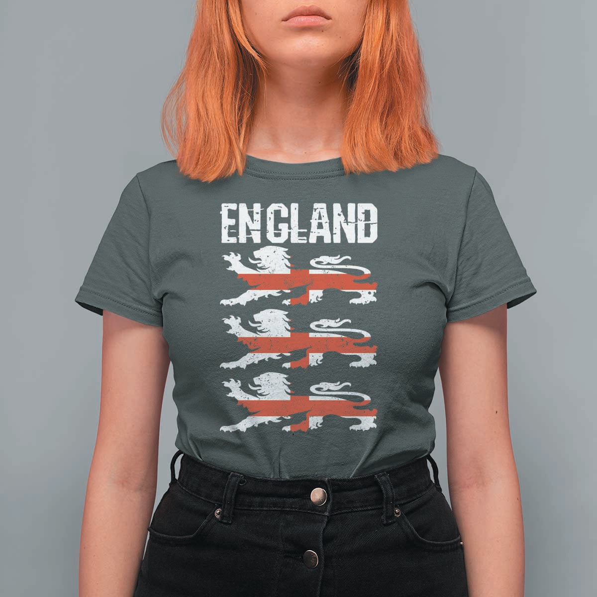 Vintage Three Lions England Pride T Shirt For Women Patriotic Soccer British Football Fans