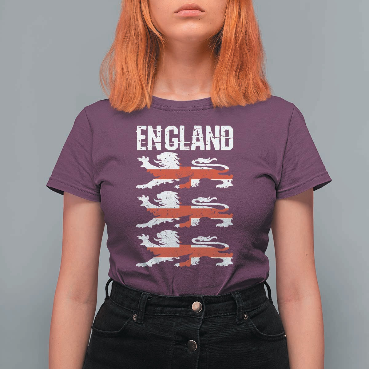 Vintage Three Lions England Pride T Shirt For Women Patriotic Soccer British Football Fans